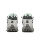Pair of gray hiking shoes with black accents on a white background