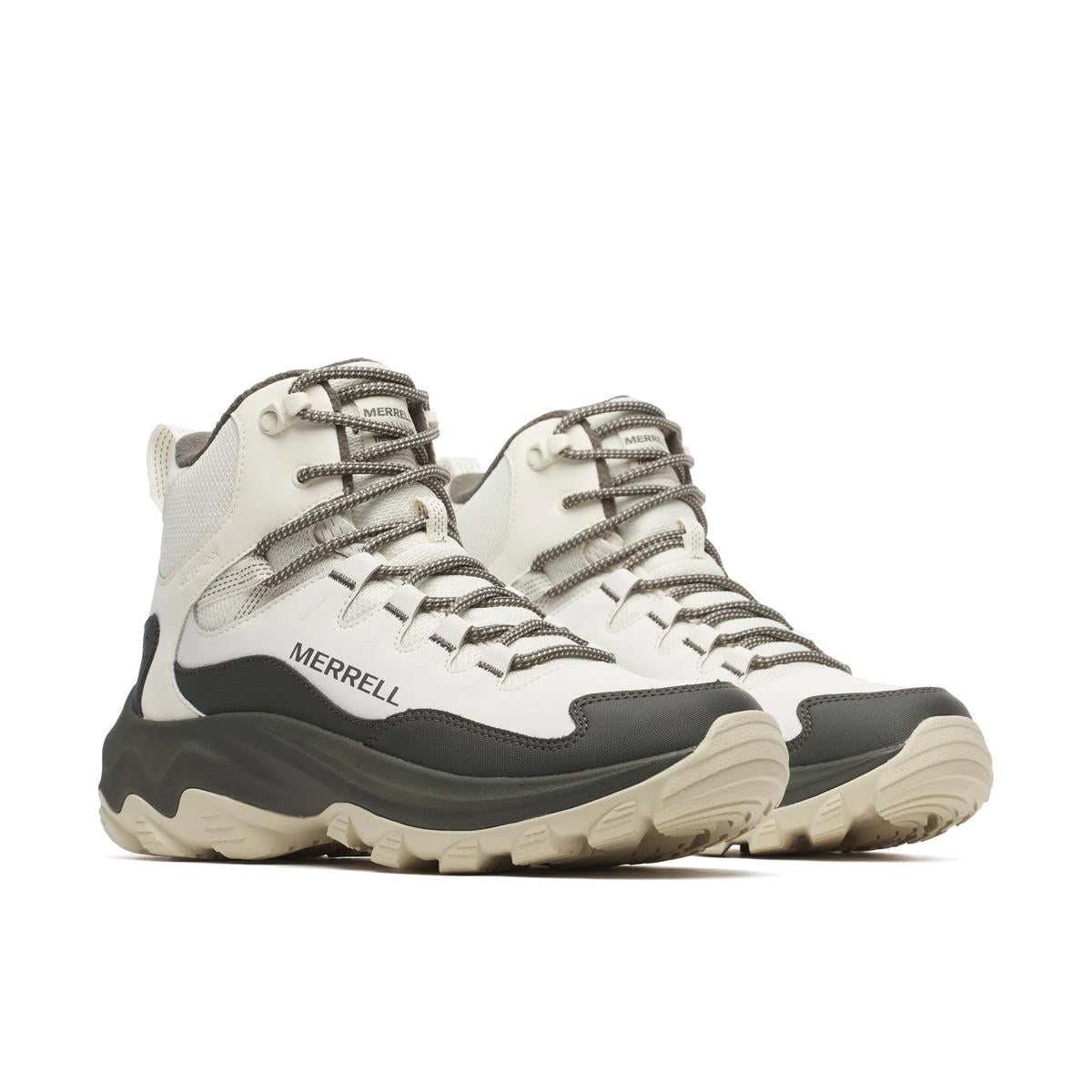 Pair of Merrell hiking boots on a white background