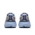Back view of gray and blue running shoes with 'Max Cushion' text on a white background