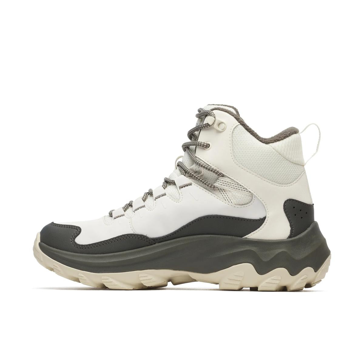 White and gray high-top sneaker on a white background
