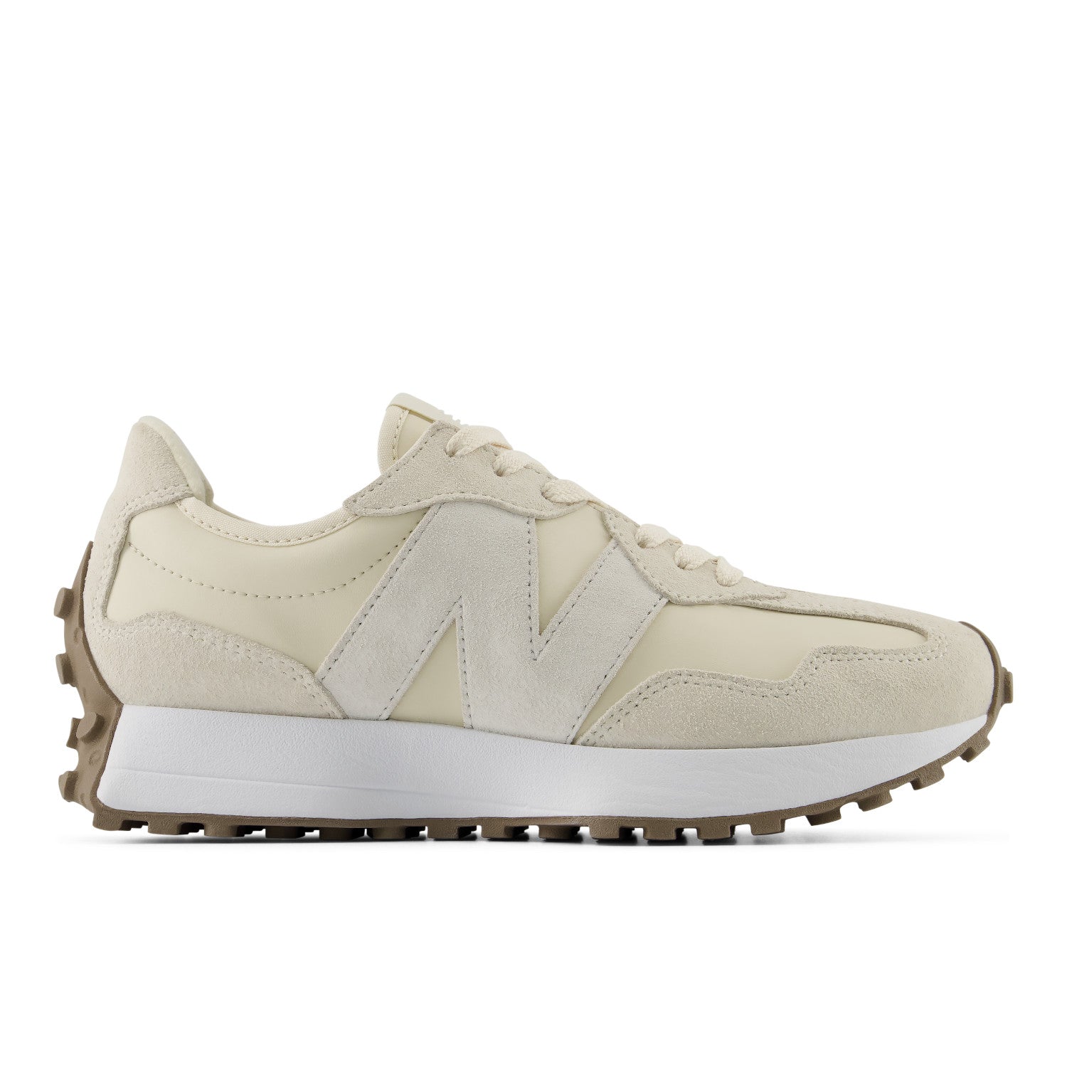 Beige sneaker with white sole on a white background