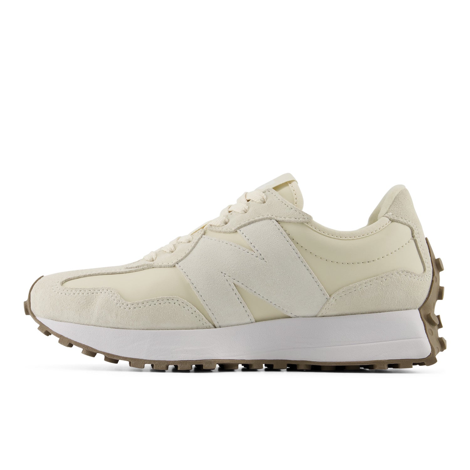 Beige sneaker with white sole on a white background
