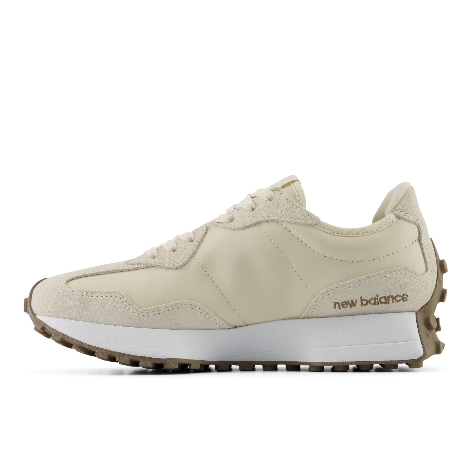 Beige sneaker with white sole on a white background