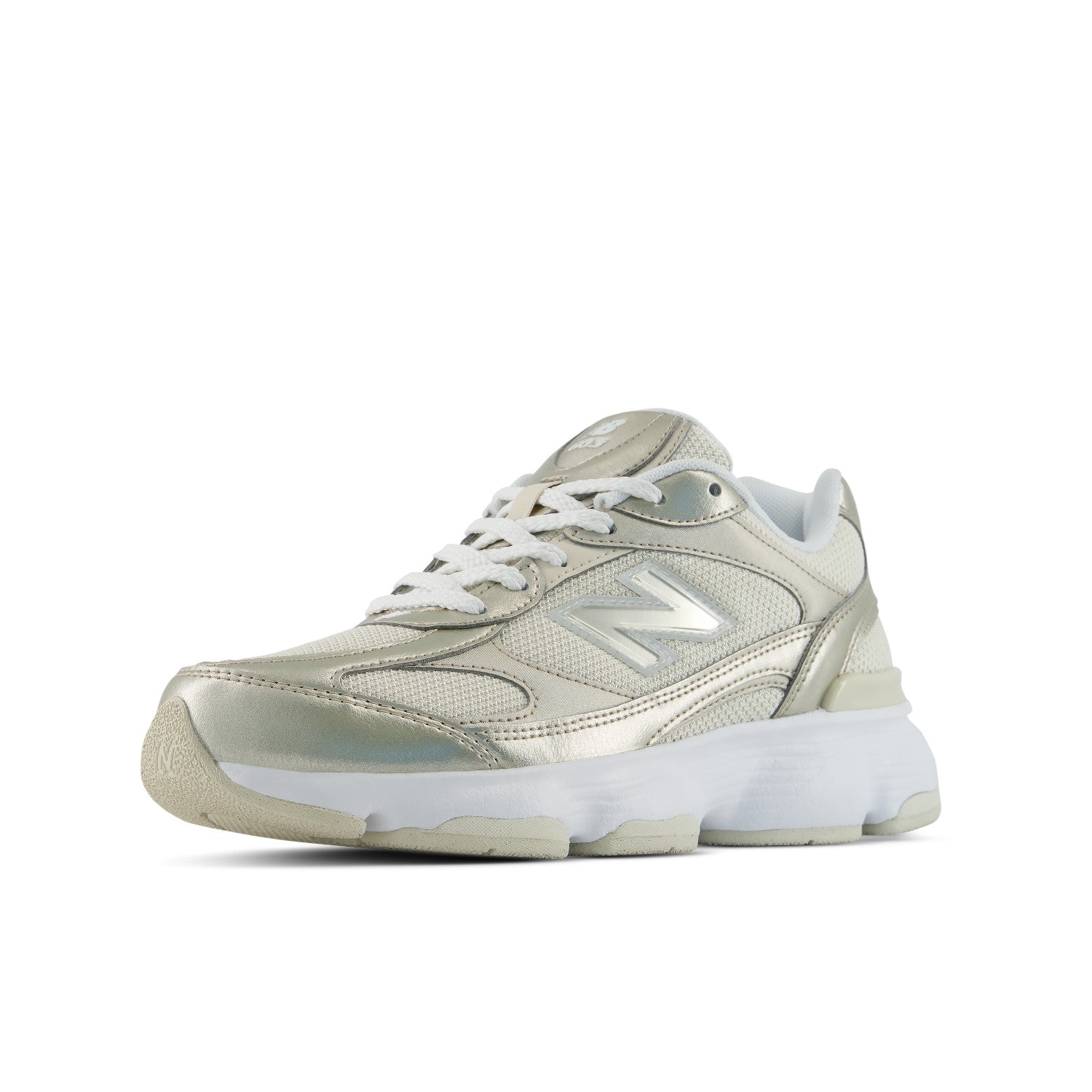 Beige sneaker with white sole on a white background