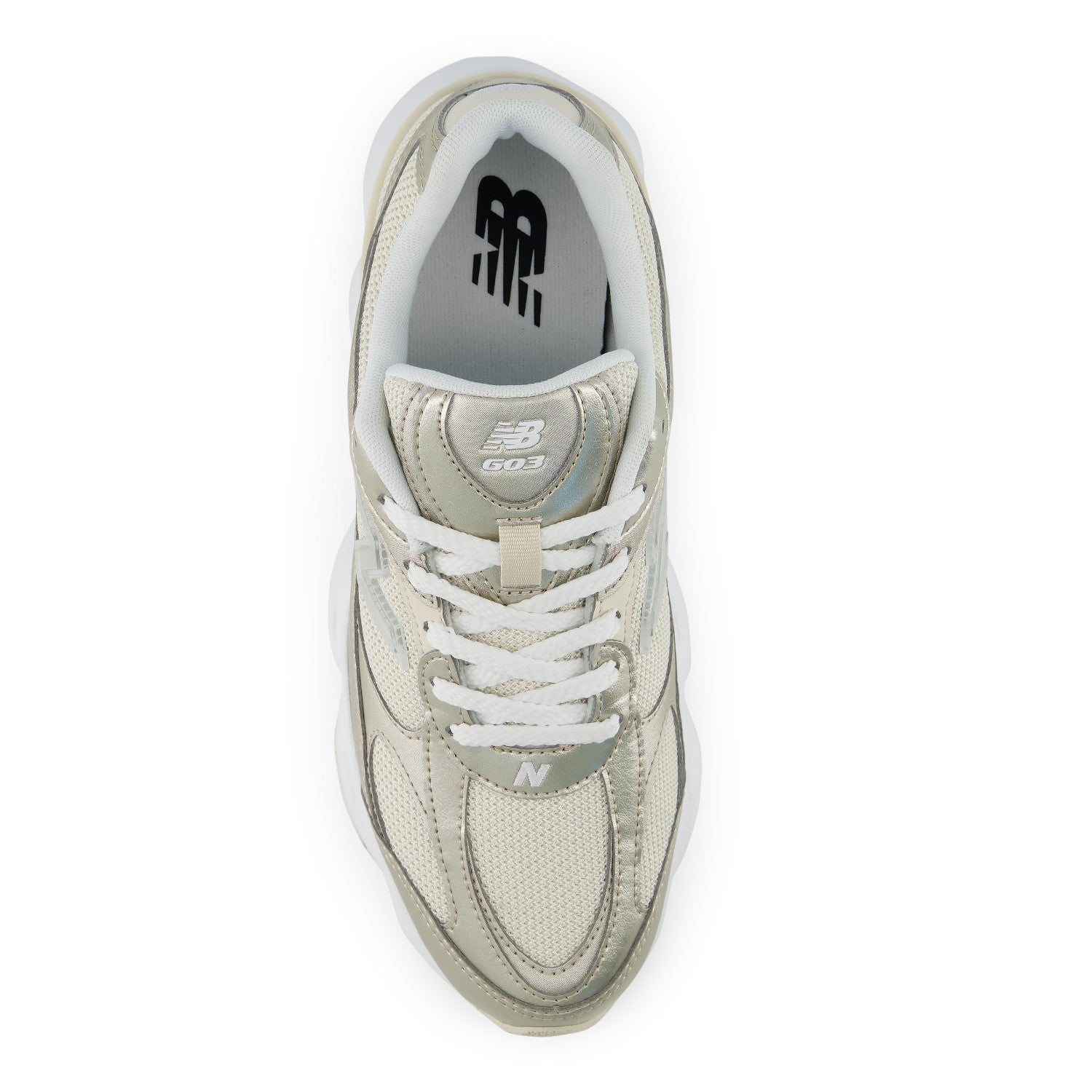 Gray sneaker with white laces on a white background