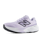 Purple running shoe with New Balance logo on a white background
