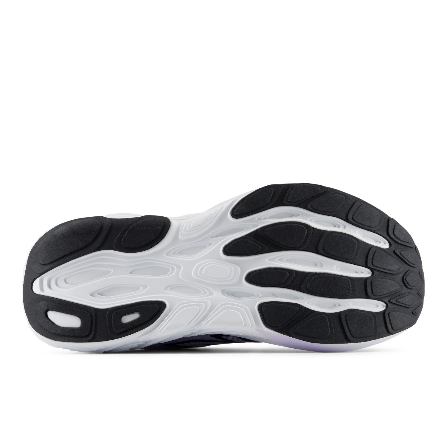 Black and white athletic shoe sole on a white background