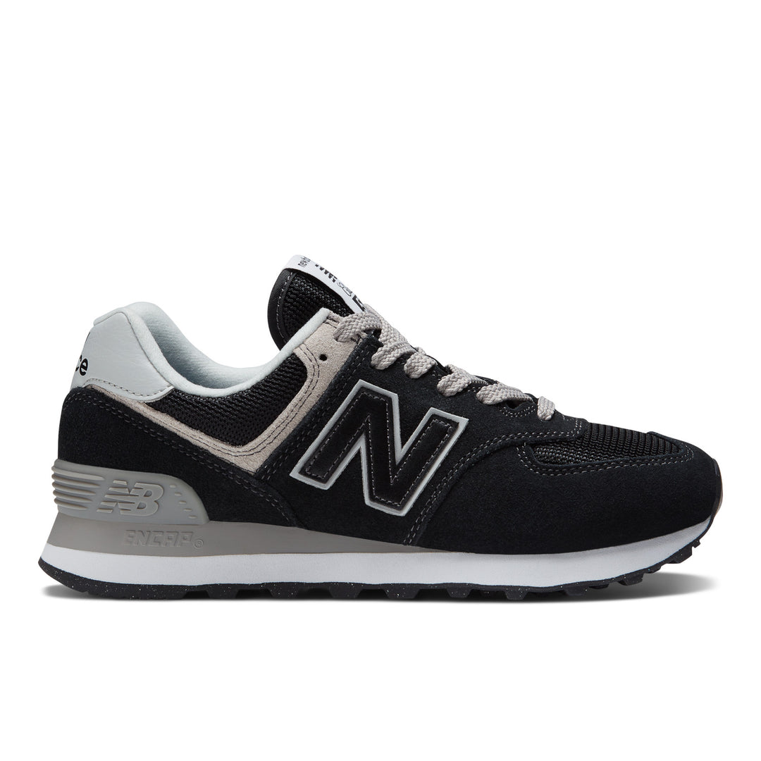 Women's New Balance 574 Core Color: Black with White 1