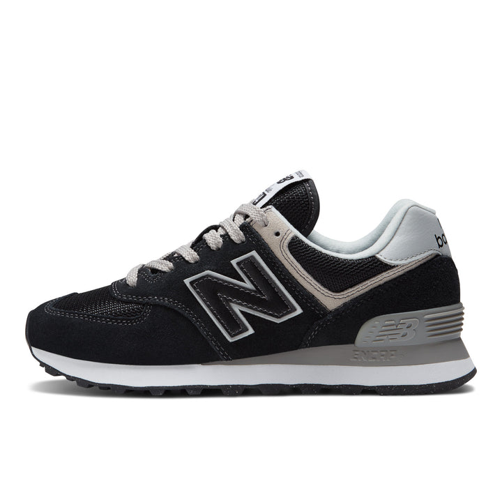 Women's New Balance 574 Core Color: Black with White  8