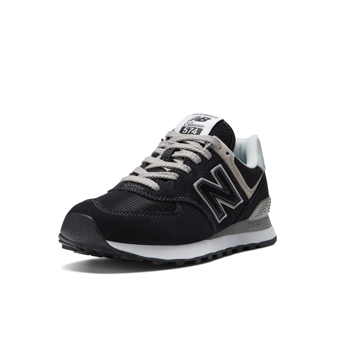 Women's New Balance 574 Core Color: Black with White  9