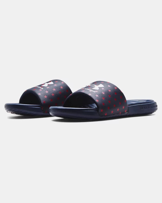 Men's Under Armour Ansa Graphic Slides Color: Academy / Red