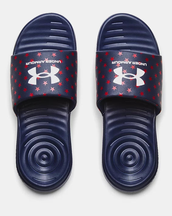Men's Under Armour Ansa Graphic Slides Color: Academy / Red
