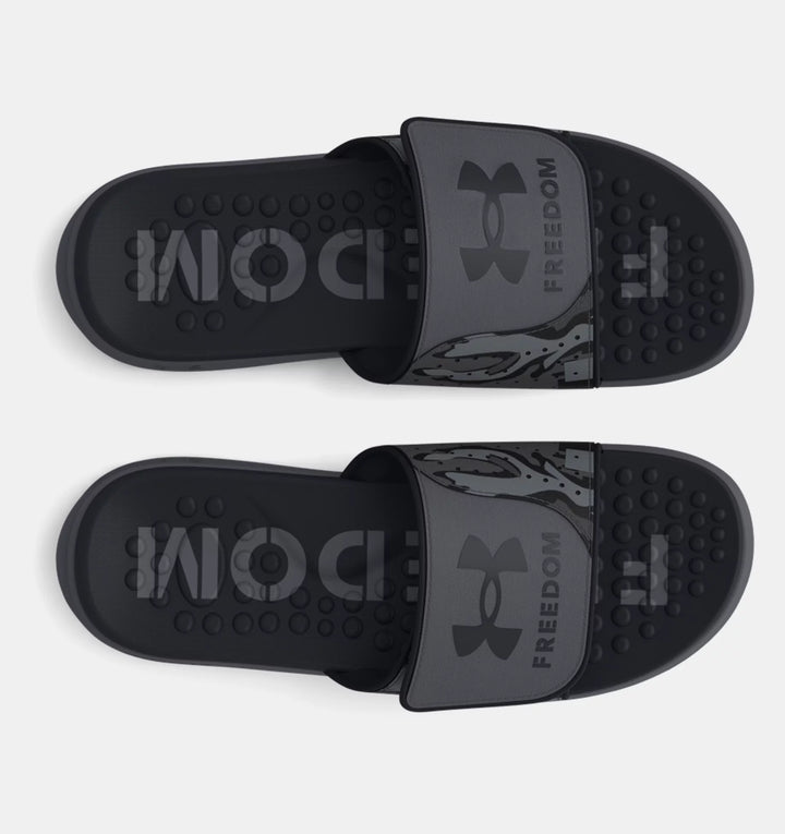 Men's Under Armour Ignite Pro Freedom Slides Color: Pitch Gray / Black 