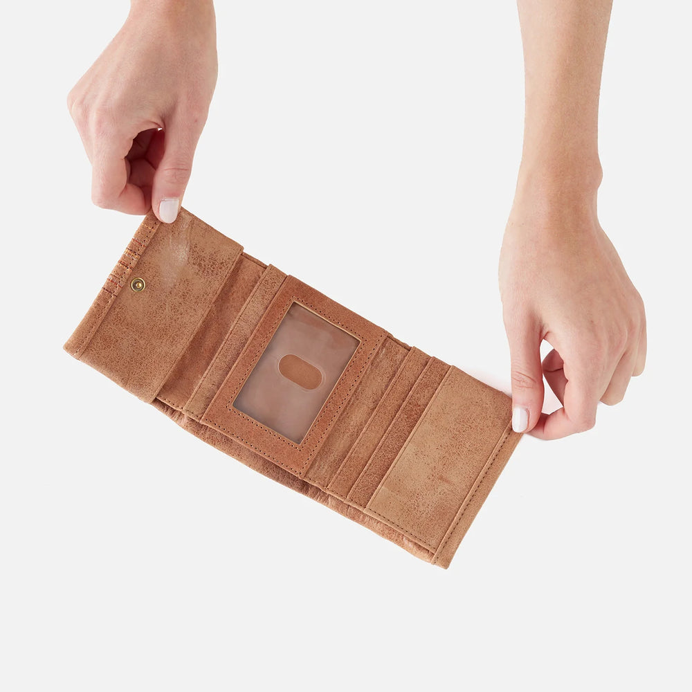 Women's Hobo Keen Mini Trifold Compact Wallet Color: Tan 