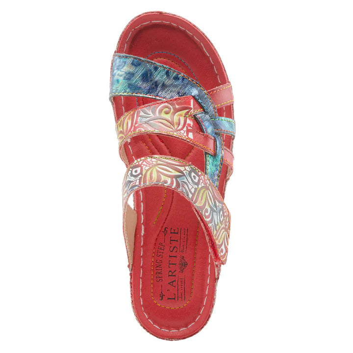 Women's Spring Step L'Artiste Caiman Slide Sandal Color: Red Multi