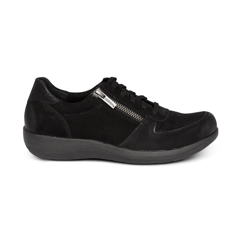 Women's Aetrex Roxy Arch Support Casual Sneaker Color: Black (WIDE WIDTH)