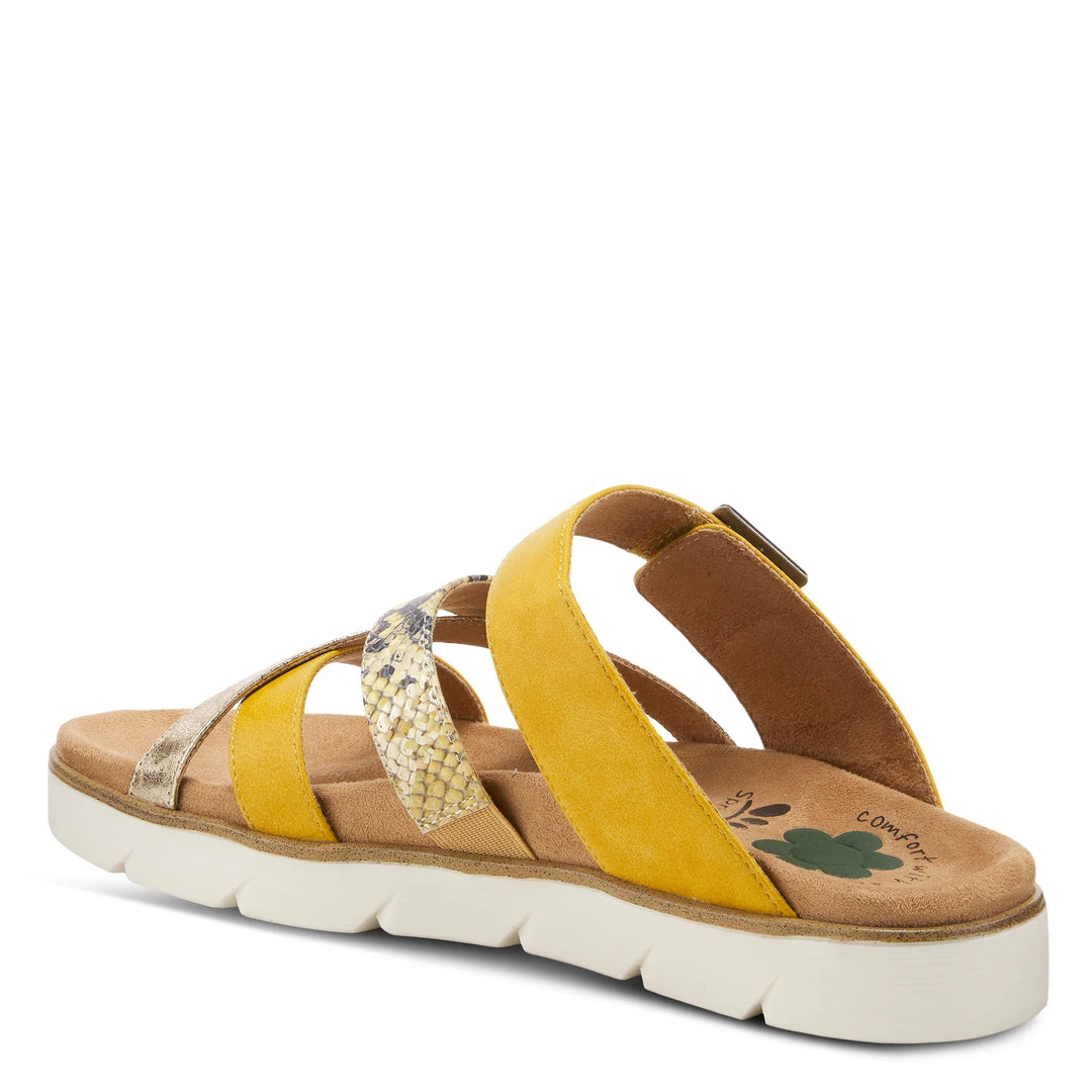 Women's Spring Step Relife Fianna Slide Sandals Color: Mustard Multi