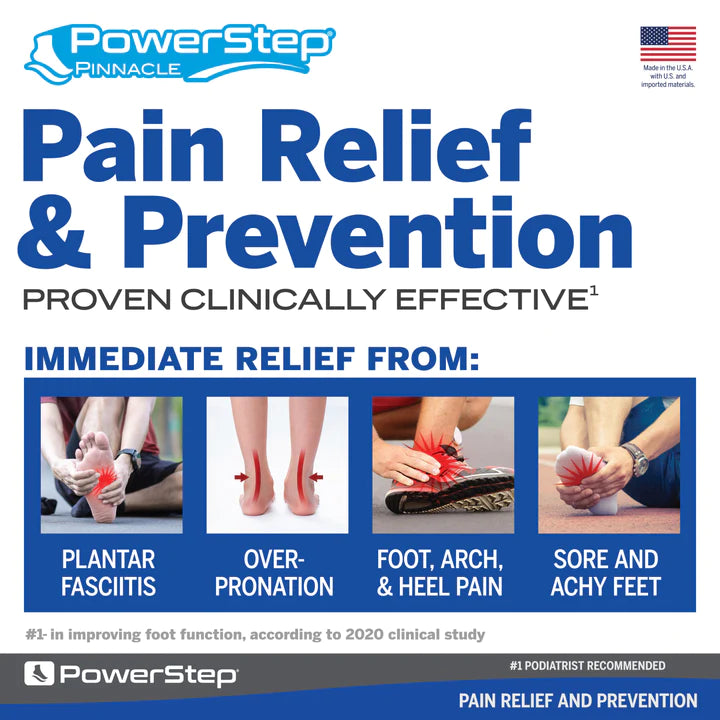 PowerStep Pinnacle Insoles Plantar Fasciitis & Heel Pain Relief Orthotic 