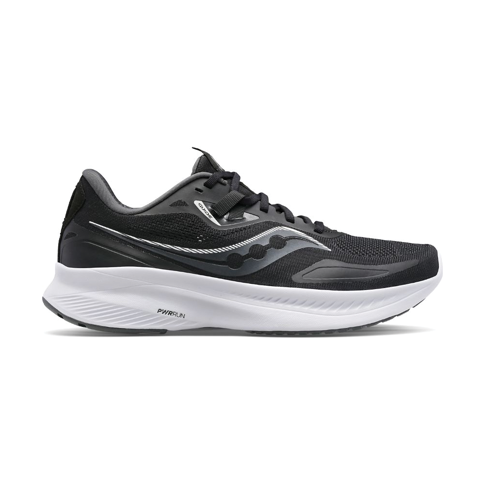 Women's Saucony Guide 15 Color: Black | White (WIDE WIDTH)