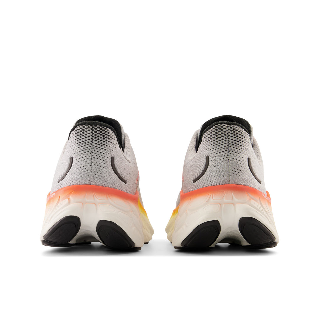 Men's New Balance Fresh Foam X More v4 Color: Aluminum Grey with Neon Dragonfly and Hot Marigold 